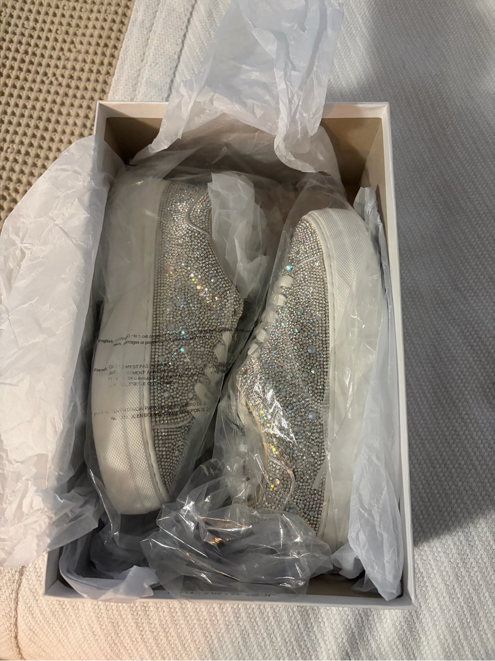Betsey Johnson Silver Crystal Embellished Sneakers